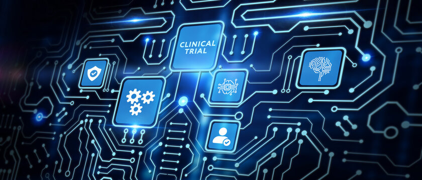 Business, Technology, Internet and network concept. Virtual display: Clinical trial