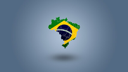 Fototapeta na wymiar Ilustração em 3d do mapa do Brasil em um fundo azul.