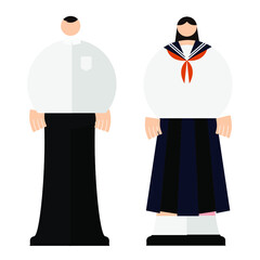 イラスト/グラフィック素材:夏の制服の学生　男女セット
