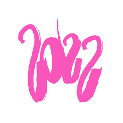 2022 brushstroke pink paint, template. Brush stroke isolated on light, white background. Happy New Year holidays, Art ink. Text pattern. For use in any color and any design. Vector illustration