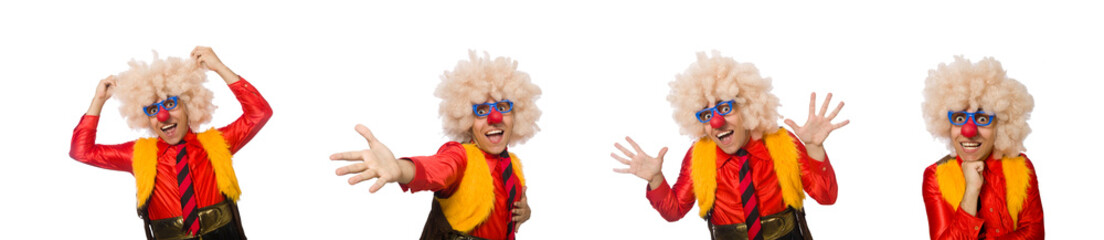 Funny clown in fun concept isolated on white
