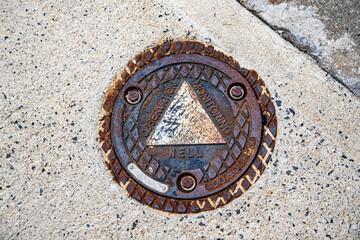 A water cap on the sidewalk in the Vinegar Hill section of Brooklyn, New York on Sunday, Sept. 13, 2020. (Gordon Donovan)
