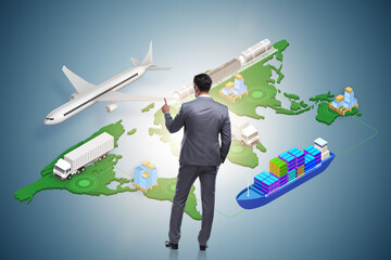 Global logistics concept with businessman