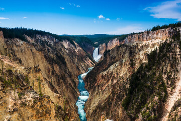 The grand canyon of Yellowstone and the waterfall