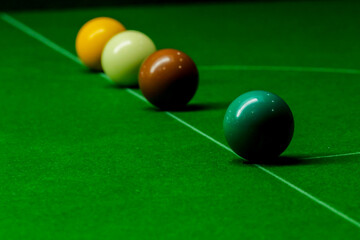 Snooker balls on green snooker table