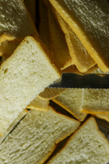 Closeup slided white bread from wheat