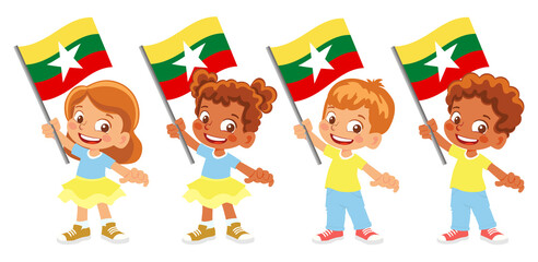 Burma flag in hand set