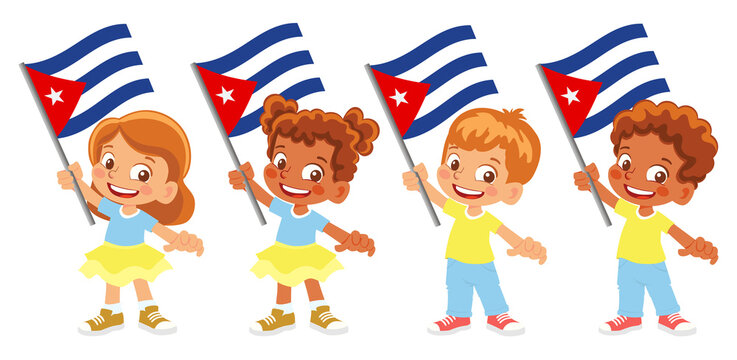 Cuba flag in hand set