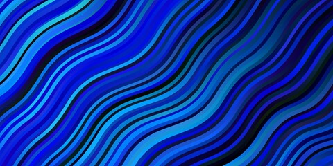 Dark BLUE vector background with curved lines. Gradient illustration in simple style with bows. Template for cellphones.