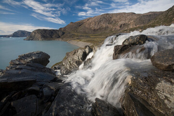 Fototapeta na wymiar Waterfall, Disko Bay, Greenland