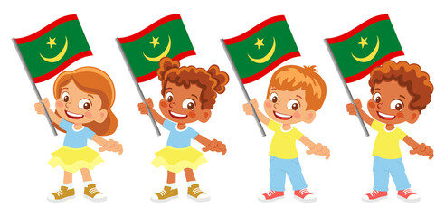 Fototapeta premium Mauritania flag in hand set