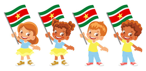 Suriname flag in hand set