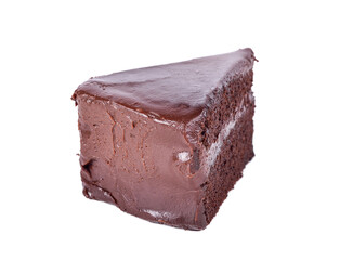 Chocolate cake slice on white background