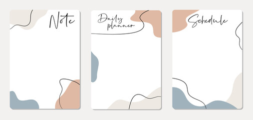Set of planners and to do list with abstract background. Template for agenda, schedule, planners, checklists, notebooks, cards and other stationery.
