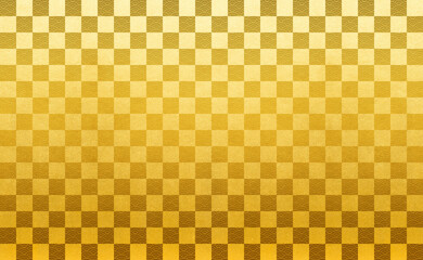 Gold check pattern. gold. background.
金色の市松模様　金のチェックパターン　ゴールド　青海波