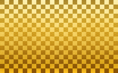Gold check pattern. gold. background.
金色の市松模様　金のチェックパターン　ゴールド　青海波