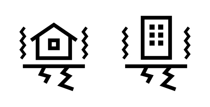 地震のアイコンのセット イラスト ひび割れ 被害 災害 割れる 揺れ 家 ビル 建物 Stock Vector Adobe Stock