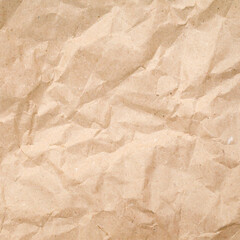 Texture of crumpled brown paper, old and rough background paper