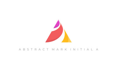 illustration vector graphic of modern, trendy, colorful, abstract mark, letter mark for triangle with swirl, letter A logo design