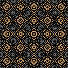 Obraz premium Trendy geometric background pattern. Seamless pattern for wallpaper design. Gold and black colors