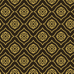 Modern decorative texture. Seamless pattern for wallpaper design. Gold ornament on a black background