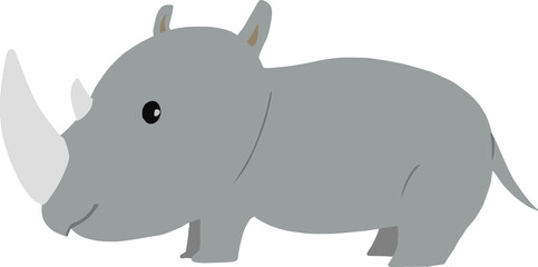 かわいいシンプルな横向きのサイのイラスト