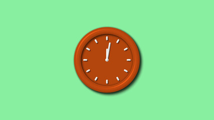 Amazing brown color 3d wall clock on green light background