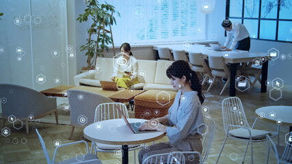 IoTイメージ　ビジネスとネットワーク