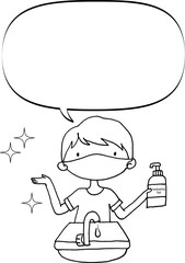 vector cartoon wash hands diligently