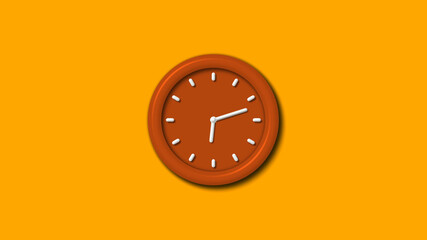 Best brown color 3d wall clock on orange background,wall clock