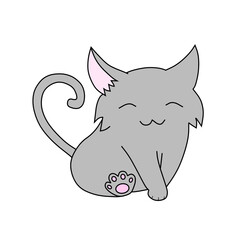 笑顔の灰色の猫