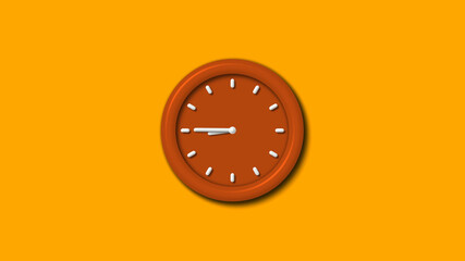 Best brown color 3d wall clock on orange background,wall clock