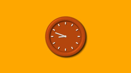 Best brown color 3d wall clock on orange background,wall clock