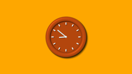 Best brown color 3d wall clock on orange background,wall clock