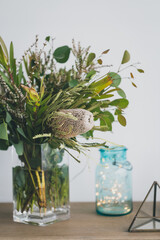Old man banksia and Australian native flowers in a vase