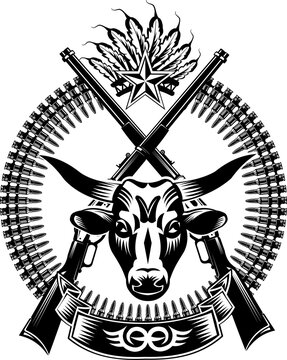 Black buffalo and rifel