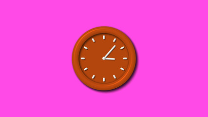 Best 12 hours counting down 3d wall clock on pink background