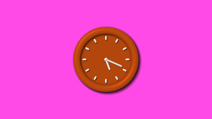 Best 12 hours counting down 3d wall clock on pink background