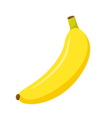 Banana isolated on white background, flat design, fruit vector illustration