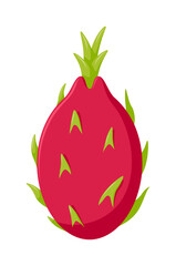 Dragon fruit isolated on white background, flat design, fruit vector illustration