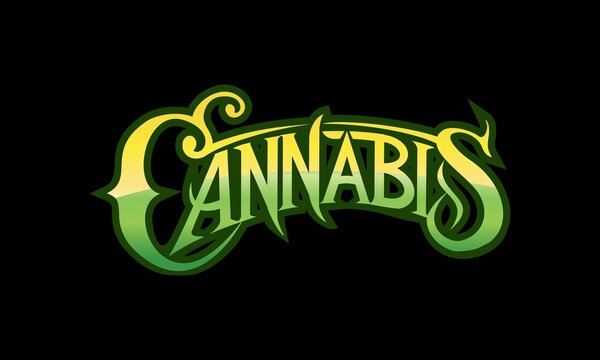 Cannabis Text Fancy Gradient Color Typography Vector