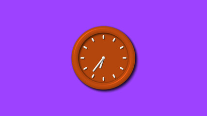 New brown color 3d wall clock on purple background,wall clock