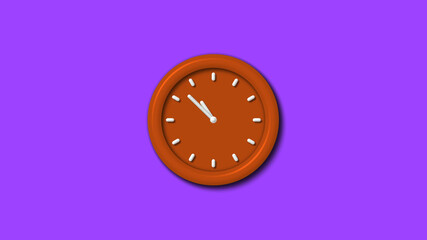 Amazing brown color 3d wall clock on purple background,3d clock