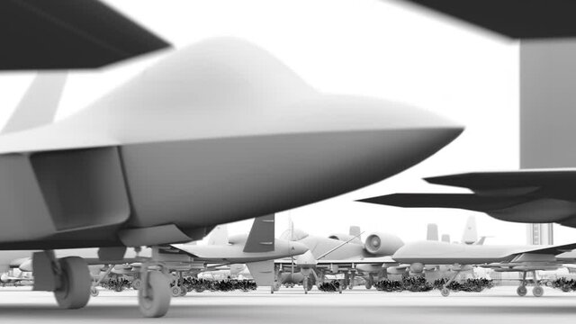 Мilitary air base in in a stylized vision. 3D render