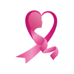 pink ribbon heart shaped, badge, breast cancer awareness