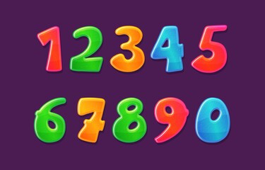 Childish colorful bubble numbers set design vector illustration isolated.