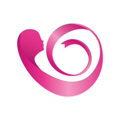 detailed pink ribbon, badge, breast cancer awareness