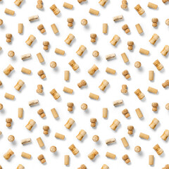 seamless pattern wine corks on a white backlit background. wine seamless pattern with corks and corkscrew for fabric print, paper print, wallpapers, design.