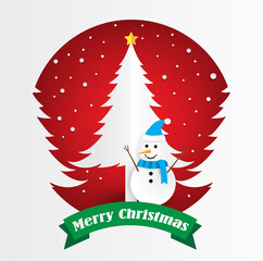 christmas card, tree, snowman