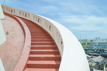 cement staircase on blue sky